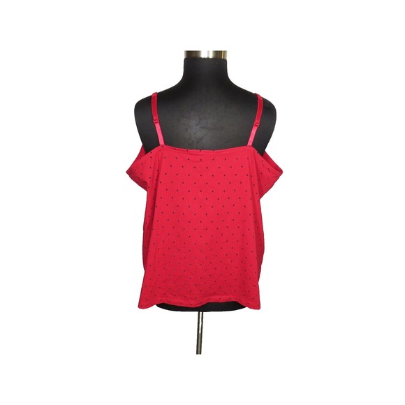 Catherines Suprema Red Polka Dot Lace Trimmed Tank Top Shirt Plus 3X Petite - Picture 5 of 7